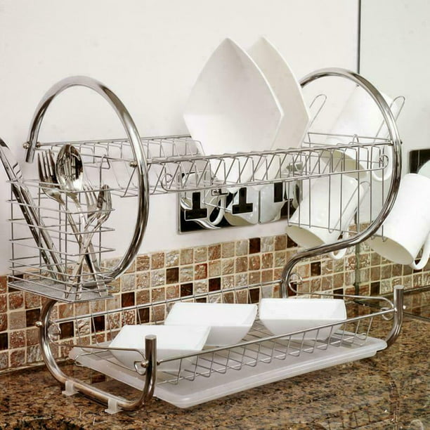 Kitchen Dish Cup Drying Rack Drainer Dryer Tray Cutlery Holder Organizer New